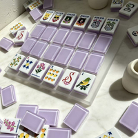 Ensemble de Mahjong Américain Premium 160 Pièces, Tuiles Acryliques Lavande, Motifs Peints à la Main Fleurs/Fruits, pour Maison, Casino, Fêtes et Jeux d'argent