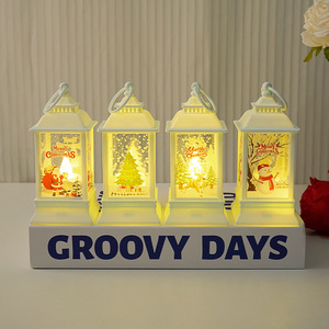 Đèn Giáng sinh màu trắng ấm áp với đèn lồng trang trí màu đỏ và đèn lồng hình người tuyết, đèn treo nhỏ trang trí cây thông Noel - Product Image 2