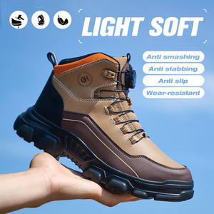 Rotating Button Leather <b>Shoes</b> <b>Men's</b> Safety Boots Quality <b>Work</b> Boots Steel Toe <b>Shoes</b> Puncture-Proof Security Sneakers Waterproof - Product Image 4