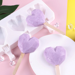 Heart Shaped Ice Cream Mold 3 Cavity Silicone Popsicle Mold For DIY Chocolate Ice Cream Valentine's Day - Product Image 2
