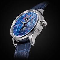 Montre mécanique automatique à phase de lune en titane avec cadran en verre saphir personnalisé 5 ATM pour homme en acier inoxydable, vente en gros