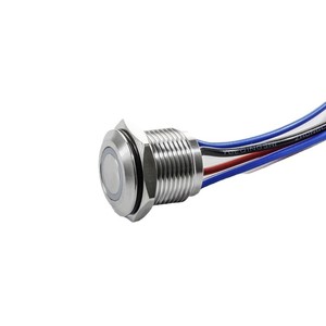 Botón Transparente de 16 mm, Interruptor de Presión de Acero Inoxidable con Anillo LED, IP65, 3A, Cable de Alta Corriente - Product Image 1