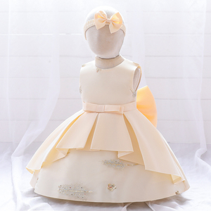Abito Formale in Raso FSMKTZ per Bambine con Copricapo, Vestito Floreale da Festa per Bambina di 2 Anni, Produzione in Fabbrica, in Offerta, Abito da Compleanno - Product Image 5