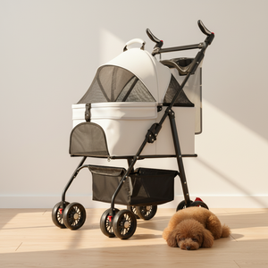 Poussette <span class=keywords><strong>pour</strong></span> animaux de compagnie moderne réversible, pliable automatiquement, en fer, <span class=keywords><strong>pour</strong></span> chat et <span class=keywords><strong>chien</strong></span>, avec panier amovible, <span class=keywords><strong>chariot</strong></span> de luxe <span class=keywords><strong>pour</strong></span> animaux - Product Image 1