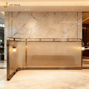 J444 Modern Stainless Steel Translucent Multi-Functional Frame Structure Restaurant <b>Screen</b> Partition Semi Private Dining Divider - Product Image 3
