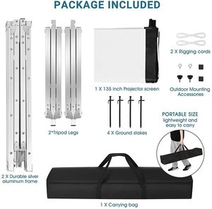 Pantalla de Proyección <span class=keywords><strong>Plegable</strong></span> Rápida Delantera y Trasera de 100'' 120'' 150'' 180'' 200'' 300'' 16:9, Portátil, Lista para Enviar - Product Image 6