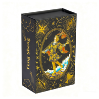 Caja de Regalo Tipo Concha para Tarot, de Papel Negro Elegante, Personalizada, con Forro de Esponja, Laminado Mate, Patrón de Lámina Dorada
