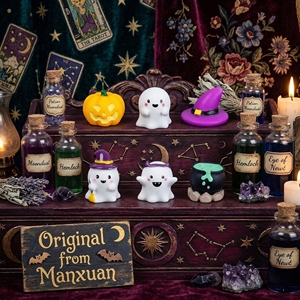 Statuette Assortite di Halloween in Resina: Fantasmi, Zucche, Cappelli da Strega che si Illuminano al Buio per Decorazioni Micro-Paesaggistiche - Product Image 5