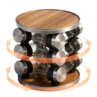 Organisateur de 12 pots à épices en bambou, support de rangement rotatif en forme de tour pour assaisonnements, organisation et rangement de cuisine avec épices