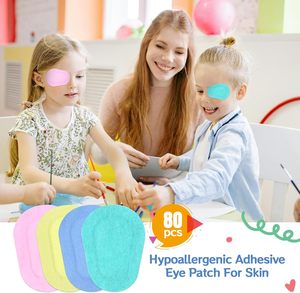แผ่นปิดตาเด็ก 4 กล่อง/80 ชิ้น แผ่นปิดตาแบบมีกาวสีสันสดใส ระบายอากาศได้ดี แผ่นปิดตาสำหรับสายตาขี้เกียจ 4 แบบ สำหรับอาการตาขี้เกียจและตาไขว้ - Product Image 4