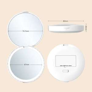 Miroir de <span class=keywords><strong>maquillage</strong></span> LED à grossissement 1X/2X avec lumière Miroir de poche rond avec logo personnalisé Petit miroir éclairé pour la promotion de cadeaux - Product Image 4