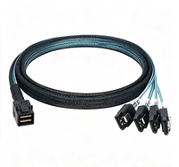 Kabel Data Internal Mini SAS HD SFF 8643 ke 4 SATA 7Pin untuk Kartu Kontroler RAID Server, Hard Disk, dan Drive SSD