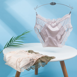 ملابس داخلية نسائية قطن متوسط الخصر ناعم الدانتيل تنفس سراويل داخلية مطاطية مريحة للسيدات - Product Image 3