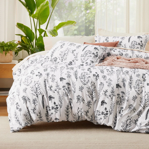 Ensemble de couette 3 pièces en polyester 100% avec imprimé de plantes sauvages en <span class=keywords><strong>dessin</strong></span> au trait noir - Product Image 3