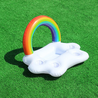Jouets aquatiques gonflables en forme de nuages arc-en-ciel certifiés CE, porte-gobelets pour bar à glace, plateau à bière, lit flottant en PVC, fabriqué en Chine