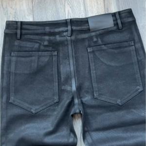 Jeans vintage Y2K pour hommes, jeans en denim évasé à taille basse personnalisés, jeans skinny noirs enduits, jeans bootcut - Product Image 4