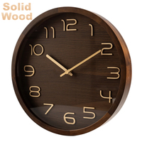 Jam Dinding Kayu Solid Modern Nordik dengan Jarum Penunjuk dan Angka 3D untuk Ruang Tamu