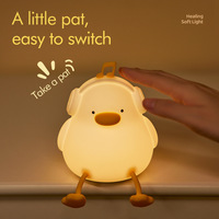 Veilleuse LED personnalisée avec logo pour enfants, jouet canard en silicone souple et compressible, lampe de chevet à intensité variable en forme d'animal de dessin animé