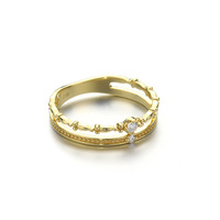 Bague en or massif 14 carats de style japonais, bijoux minimalistes tendance, double couche de zircon, nouvelle arrivée