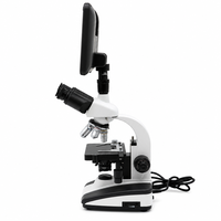 Microscope biologique avec écran LCD numérique de 10,1 pouces, trinoculaire, objectifs à huile 4X-100X pour l'enseignement en laboratoire scolaire