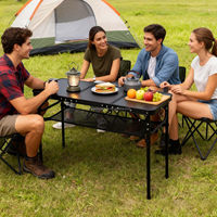 Table de camping pliante en aluminium légère, design rectangulaire moderne, mobilier d'extérieur portable avec rangement – Offre spéciale