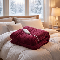 Plaid chauffant en flanelle douce lavable pour l'hiver, avec 5 niveaux de chauffage et arrêt automatique après 10h, pour usage domestique