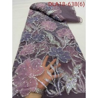 Dentelle française en tulle brodée à la main avec appliques, 5 yards, dernière mode, sequins, perles, fleurs 3D