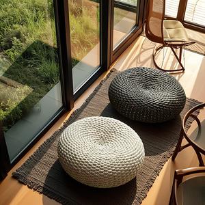 Cojín tejido a mano, tapete de tatami de cuerda de algodón, taburete para sentarse en el suelo, para sala de estar, balcón, color sólido, juego de 2 - Product Image 2