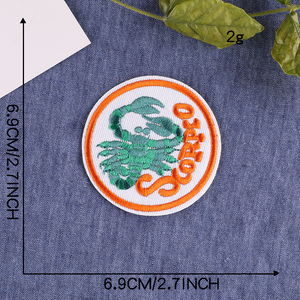 도매 7CM 라운드 스파클링 12 별자리 조디악 자수 PVC 다리미 패치 모자 티셔츠 재킷 가방 DIY - Product Image 3