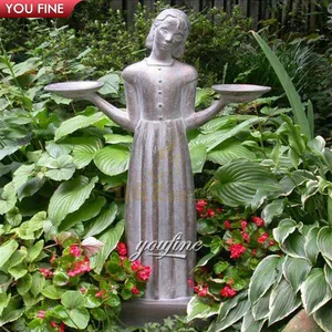 Açık bahçe dekoratif yaşam boyutu bakır bayan pirinç heykel bronz Savannah kuş kız heykeli