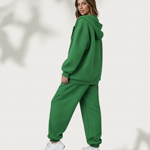 New Women's Casual Sweatsuit Textured Full Zip Hoodie High Waist Joggers 2 Piece <b>Matching</b> Lounge Set for Spring Autumn - Product Image 2