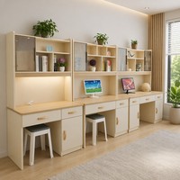 Bureau d'ordinateur intégré avec bibliothèque, moderne, minimaliste, durable et peu encombrant, pour la maison, le bureau, l'étude ou la chambre.