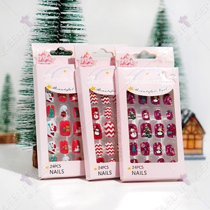 24 unids/caja niños Navidad <span class=keywords><strong>uñas</strong></span> <span class=keywords><strong>postizas</strong></span> lindas puntas <span class=keywords><strong>de</strong></span> <span class=keywords><strong>uñas</strong></span> cubierta completa niños artificiales Arco Iris Navidad prensa en las <span class=keywords><strong>uñas</strong></span> - Product Image 3
