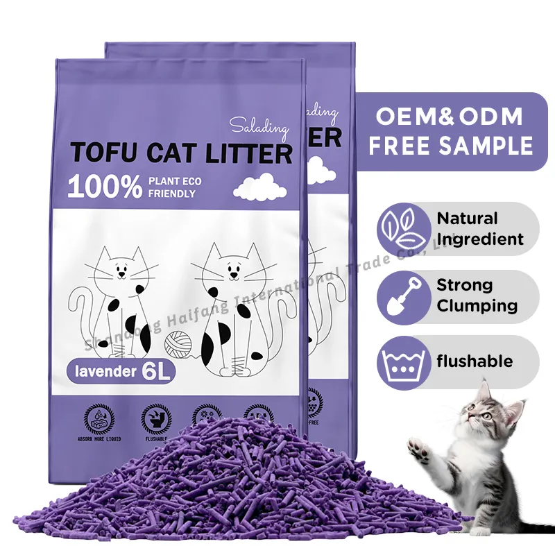 Low Dust Eco-Friendly Flavor Pet Cleaning Products Strong Clumping Strip Shape Tofu Cat Litter