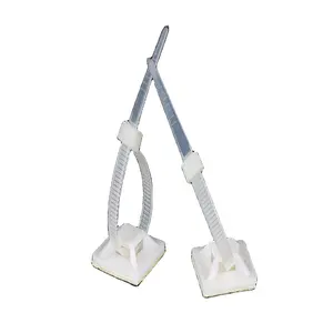 White Plastic cable tie mounts for wire fixing with self-adhesive