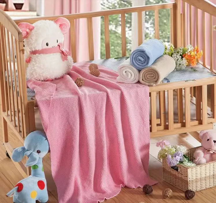 Yeni premium tam penye pamuk örme bebek battaniyesi bebek örgü battaniye için yumuşak ve rahat