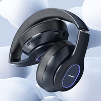 Casque sans fil supra-auriculaire, Bluetooth 5.0, personnalisé, léger, avec éclairage d'ambiance RGB intégré