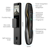Serrure de porte intelligente Smartier Tuya avec reconnaissance faciale 3D, déverrouillage par visage/empreinte digitale/mot de passe/carte/clé/application, interphone visuel antivol pour