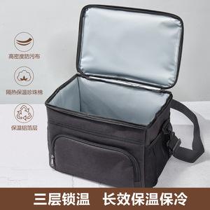 Outdoor Camping Picnic Bag Three Layer Insulated <b>Lunch</b> <b>Box</b> Handheld Ice <b>Pack</b> Black Oxford Cloth Lining Peva Spring 2024 - Product Image 2