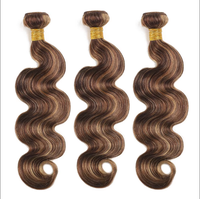 Extensions de Cheveux Humains Ombrés Brésiliens Remy, Ondulés Corps Couleur Piano Mèche P4/27, Tissage Double