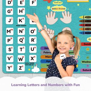Cadeau d'anniversaire préscolaire, jouet d'apprentissage précoce Montessori pour enfants, tableau en feutre flanelle pour tout-petits, alphabet <span class=keywords><strong>ABC</strong></span> - Product Image 5