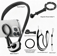 Logo/emballage personnalisés disponibles : Support magnétique pour le cou, support portable POV Vlog à dégagement rapide pour GoPro DJI Insta360 Phone