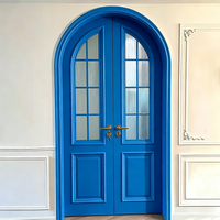 Porte intérieure en bois de design français, peinte en noir, avec arche supérieure intégrée, pour maisons