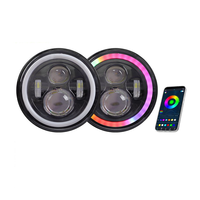 7 pouces 100W RGB rond LED phares APP contrôle Halo anneau DRL fonction de clignotant pour 1997-2018 Jeep Wrangler JK TJ LJ