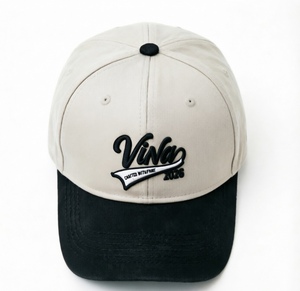 Casquette de baseball brodée 3D personnalisée, style vintage, noire et beige délavée, casquette snapback unisexe, casquette de papa, bicolore noir et beige délavé - Product Image 2