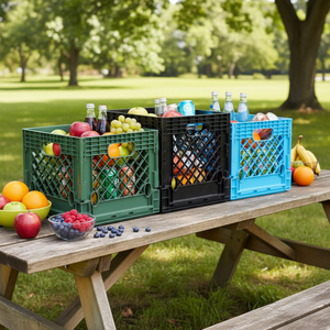 Bac de rangement universel pliable en maille écologique, directement de l'usine, <span class=keywords><strong>pour</strong></span> caisses de lait, <span class=keywords><strong>disques</strong></span> <span class=keywords><strong>vinyles</strong></span>, poupées et plus encore - Product Image 3