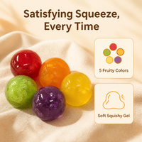 Balle anti-stress en gel souple et translucide en forme de fruit, lot de 5, jouets à presser pour la maison et le bureau