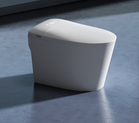 WC intelligent multifonctionnel avec design de ligne colorée, siphon en S inclus, siège chauffant, séchage à l'air, montage au sol, salle de bain, sanitaire