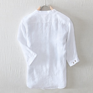 Áo sơ mi nam vải lanh thiết kế thời trang bán buôn cổ ba phần tay ba phần chất liệu gai dầu - Product Image 2