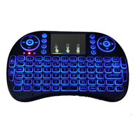 Keyboard nirkabel lampu latar 2.4GHz i8, Keyboard nirkabel mini bantalan sentuh i8, Keyboard dengan lampu latar untuk tv android